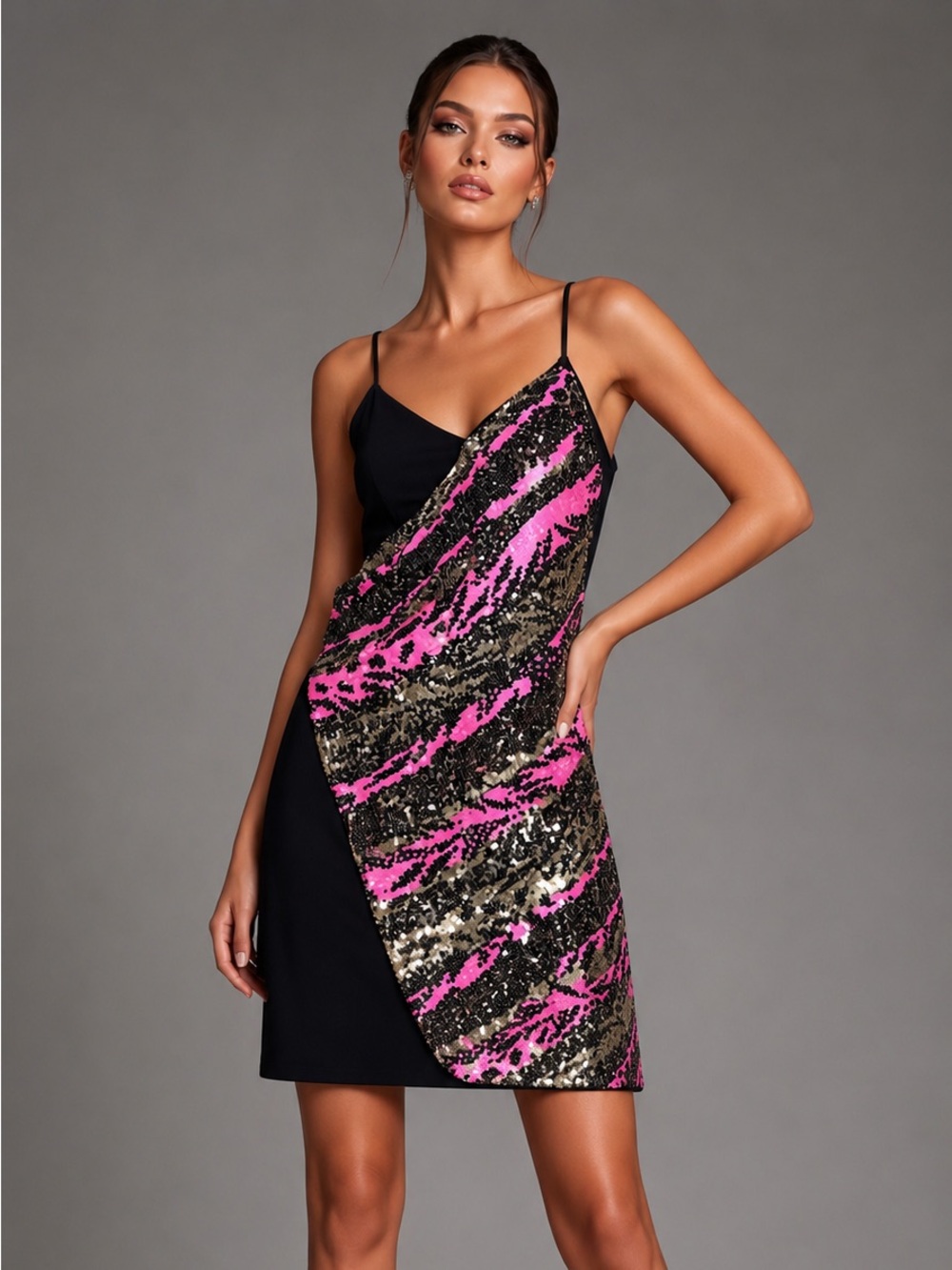 Spago Donna Milano Sequin Mini Dress – Made in Italy – Size 40 / S